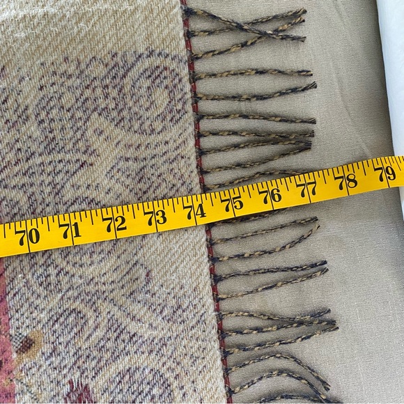 Cashmere Touch Large Shawl Pink Purple Orange and Cream Flower Printed Pattern - Picture 8 of 8